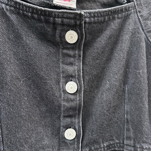 Levi’s Black Denim Puff Sleeve Button-Front Dress (Size M) NEW WITH TAGS - Picture 4 of 11